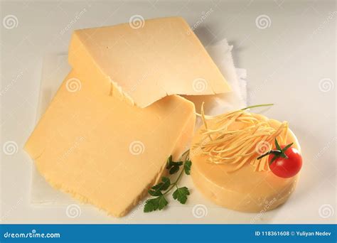 Different Types of Cheese Slices Stock Photo - Image of milk, green ...