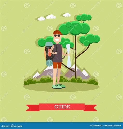 Tour Guide Vector Illustration in Flat Style Stock Vector - Illustration of occupation, graphics ...