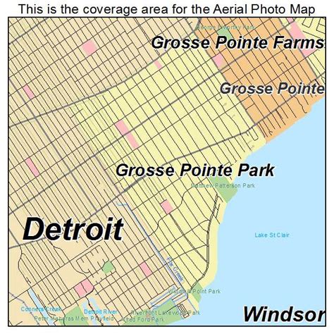 Aerial Photography Map of Grosse Pointe Park, MI Michigan