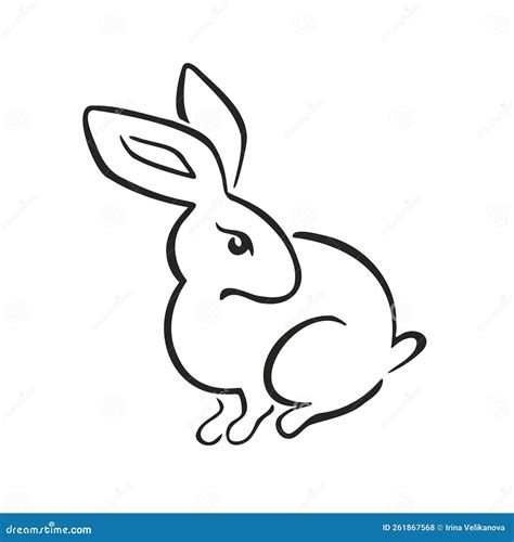 Eastern Horoscope Symbol Easter Bunny, Rabbit Line, Vector Illustration ...