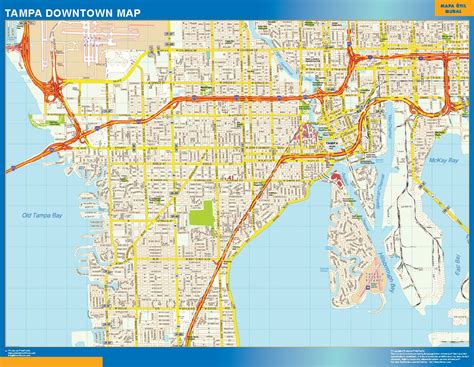 Tampa downtown wall map | Wall maps of countries of the World