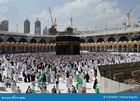 Holy Kaaba. Crowd Of People Always Walking Around Kaaba. Ritual Of ...