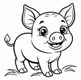 Premium Vector  Cute pig coloring Page sketch template