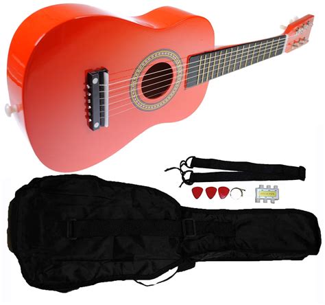 Mini Kids Acoustic Toy Guitar Kit Gig Bag + Picks + Strap + Tuner - Candy Apple Red - Walmart ...