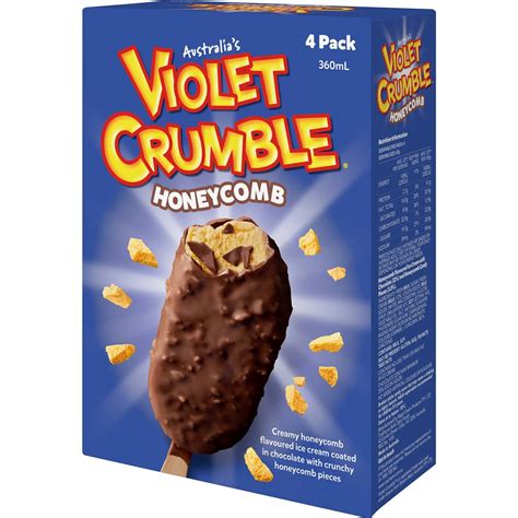 Violet Crumble Honeycomb Ice Cream 4 Pack | Woolworths