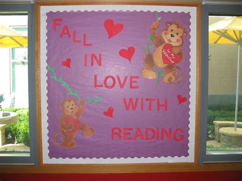 Fall in Love With Reading | Library bulletin boards, Bulletin board display, Valentine