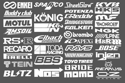 Automotive Sponsor JDM 39 Decals Stickers Pack V1 Car Racing Turbo ...