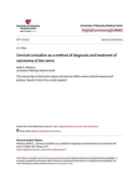 Cervical Conization As a Method of Diagnosis and Treatment of Carcinoma ...