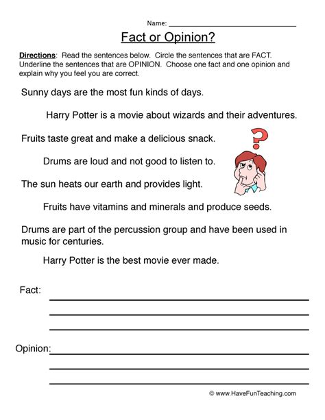 Fact and Opinion Worksheets | Have Fun Teaching