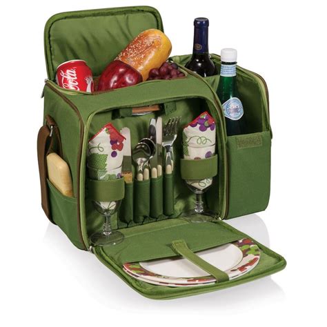 Picnic Time Malibu Pine Green Wine And Cheese Picnic Basket Insulated Outdoors #PicnicTime ...