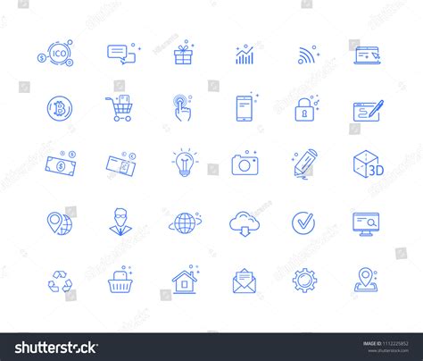 Web Vector Blue Icons Set Stock Vector (Royalty Free) 1112225852