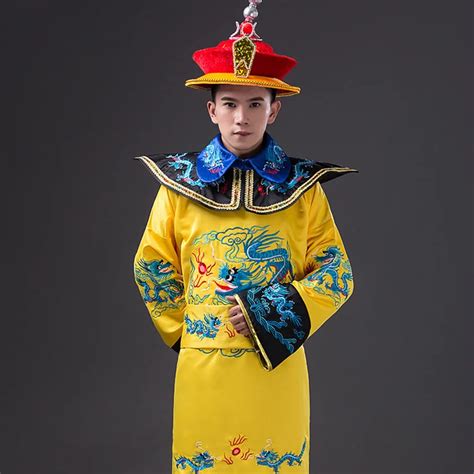 Yellow Chinese Emperor Costume Chinese Ancient Qing Dynasty Ming Dynasty Men Hanfu Clothing ...