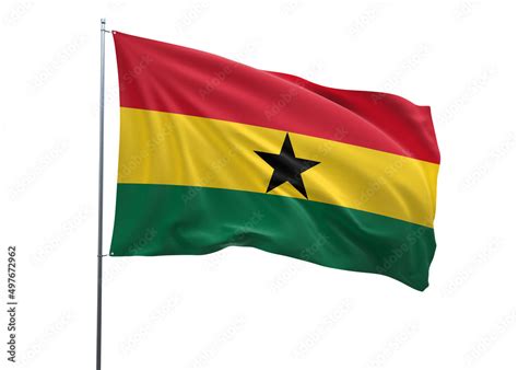 Ghana Waving Flag, 3d Flag illustration, Ghana National Flag with white ...