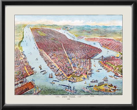 New York City NY 1898 Restored Map | Vintage City Maps