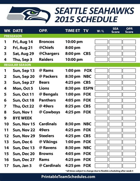 Seahawks Schedule 2024 25 Printable Pacific Time - Zena Angelia