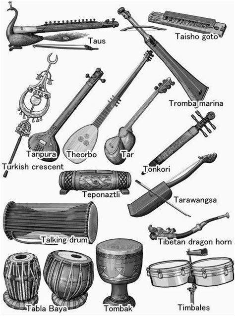 World musical instruments : Tabla Baya/Talking drum/Tanpura/Tar ...