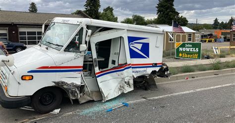 USPS mail truck and two sheds destroyed in accident on Trent and Pines | Spokane News | khq.com