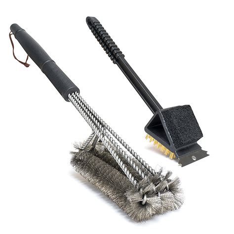 GB-70702 360¬∞ Clean Grill Brush and Scraper, Perfect Combination of 2 Different BBQ Brushes ...