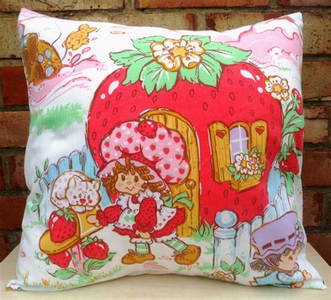 Strawberry Shortcake Vintage Fabric Cushion Handmade by