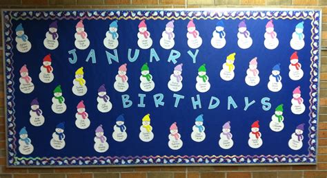 January Birthday Bulletin Board - Snowmen | Birthday bulletin, Birthday ...