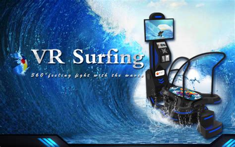 Black & Blue Standing Up 9D VR Surfing Motion Simulator Interactive Entertainment Games