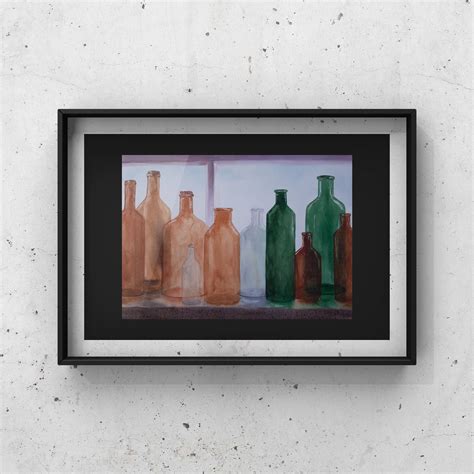 Original Watercolor Painting: Glass Bottles - Etsy