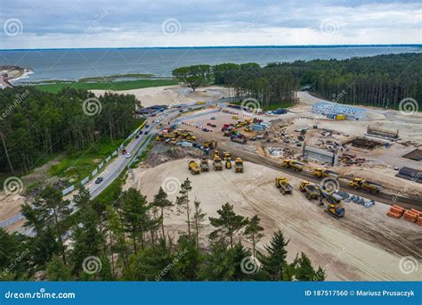 Aerial View of Vistula Spit, Place for the Future Canal. Construction ...