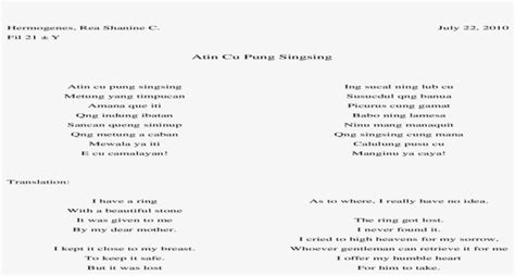 Atin Cu Pung Singsing Lyrics With Notes PNG Image | Transparent PNG ...