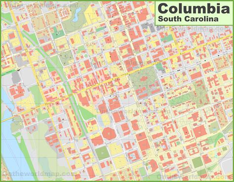 Columbia downtown map