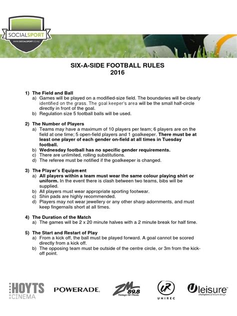 Six A Side Football Rules 2016 | PDF | Association Football | Games Of ...