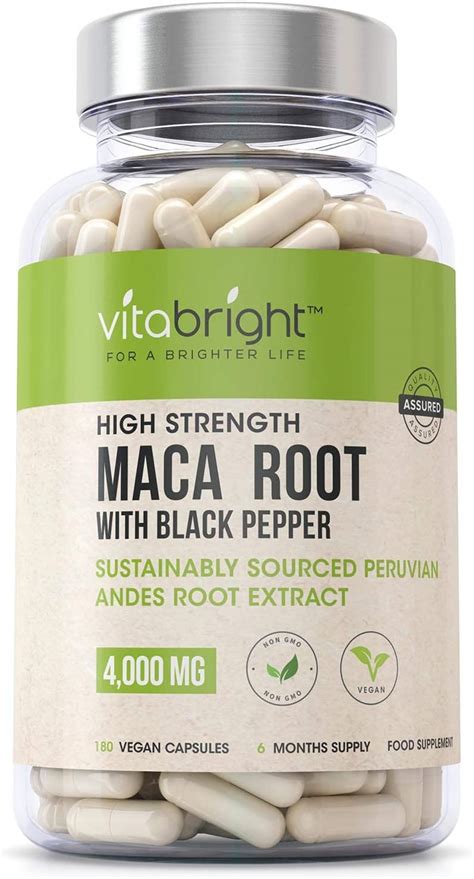 Maca Root Capsules 4000mg – 180 Vegan Max Strength Capsules – 6 Month Maca Root Tablets Supply ...