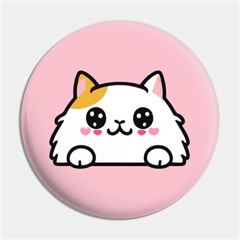 cute kawaii cat face - Kawaii Cat - Pin | TeePublic