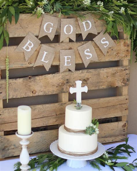 Religious Decor, Baptism God Bless Banner – Swanky Party Box