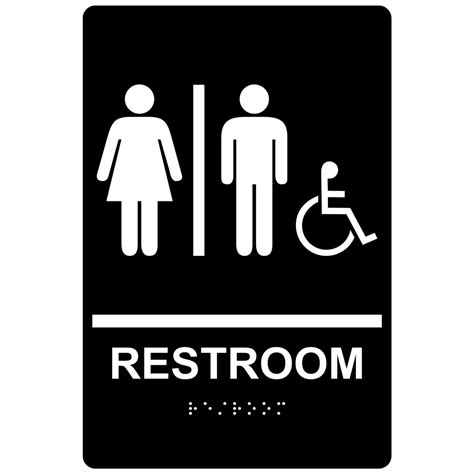 ADA Restroom With Symbol Braille Sign RRE-120_WHTonBLK Restrooms