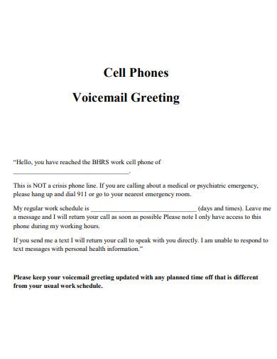 Voicemail Greeting - 30+ Examples, Format, How to Set, PDF