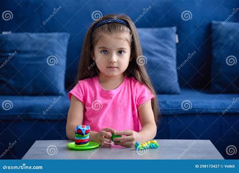 Cute Little Girl Playing with Toys at Home Stock Image - Image of ...