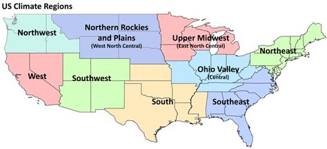 US climate regions identified by the National Climate Data Center ...