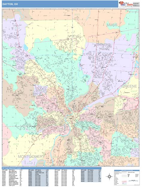 Dayton Ohio Wall Map (Color Cast Style) by MarketMAPS - MapSales