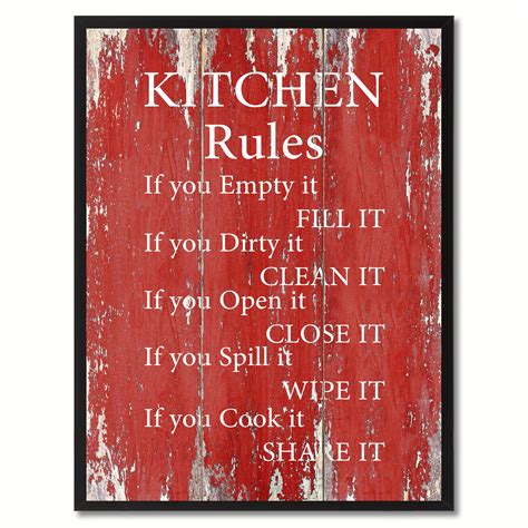 Kitchen Rules Quote Saying Canvas Print Picture Frame Home Decor Wall Art Gift Ideas - Walmart.com