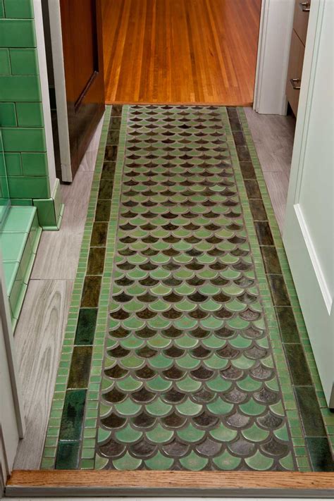 Peacock Tile Floor Rug - Jade Moss Green Shape tiles | Tile rug, Vintage tile floor, Green tile ...