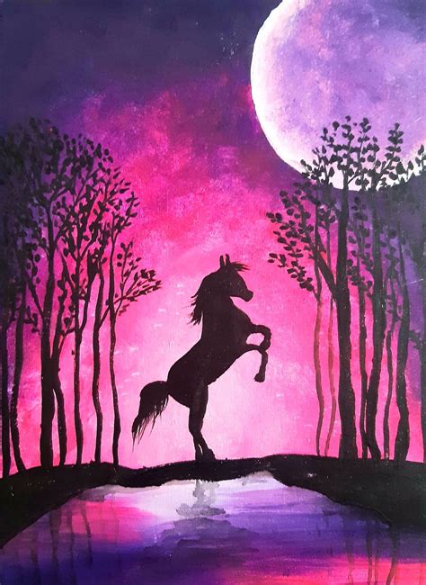 Learn to paint this beautiful Moonlight night acrylic painting by ...