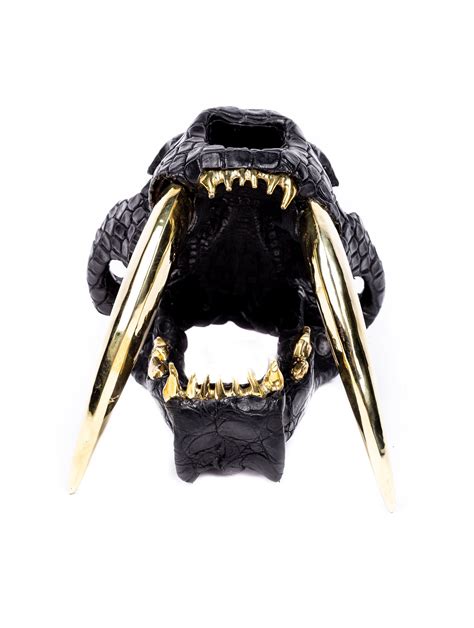 Saber Tooth Tiger Skull Replica with Leather Head and Metal Teeth