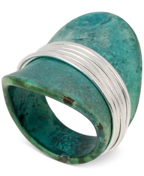 Robert lee morris Silver-Tone Wire-Wrapped Sculptural Patina Ring in Green | Lyst