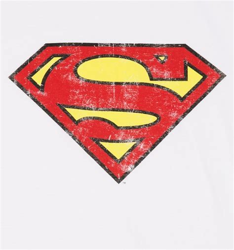 Men's White Distressed Superman Logo T-Shirt