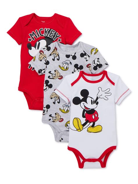 Disney Mickey Mouse Baby Boy Graphic Bodysuit, 3 Pack - Walmart.com