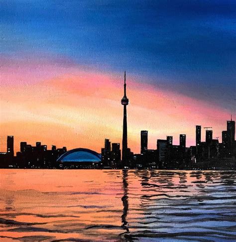 Original Painting Toronto Skyline at Sunset - Etsy Canada | Skyline ...