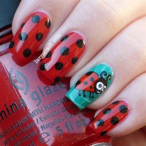 Lady bug nails | Ladybug nails, Ladybug nail art, Nail art