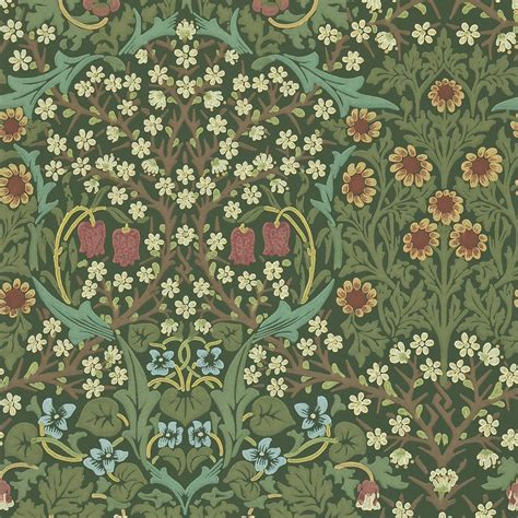 Blackthorn Green Wallpaper | Morris & Co by Sanderson Design