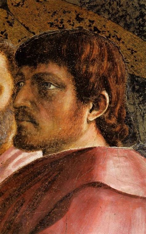 Masaccio, self-portrait, detail from The Tribute Money, 1425-8, fresco ...