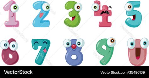 Funny cartoon numbers set collection Royalty Free Vector